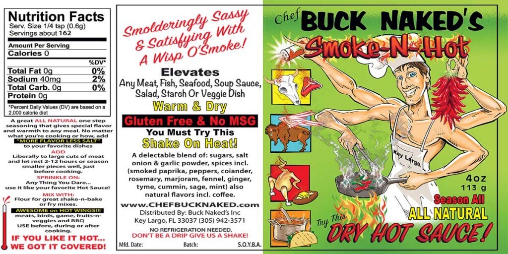 Label of Buck Naked's Smoke-N-Hot